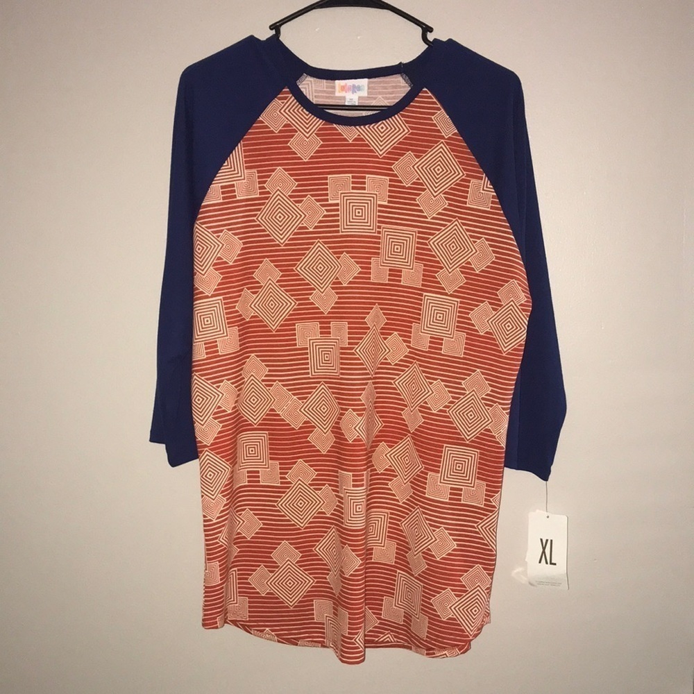 NWT Disney Mickey Mouse Orange/Navy blue LulaRoe Randy baseball tee size XL